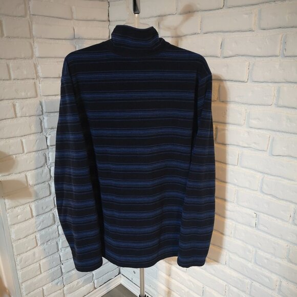 Eddie Bauer Men's Size Large Navy & Royal Blue 1/4 Zip Fleece Pullover - Picture 2 of 11